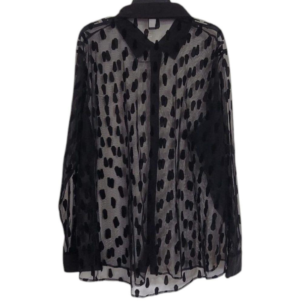 Hot Topic NWT Black Sheer Coffin Long Sleeve Blouse Size 3